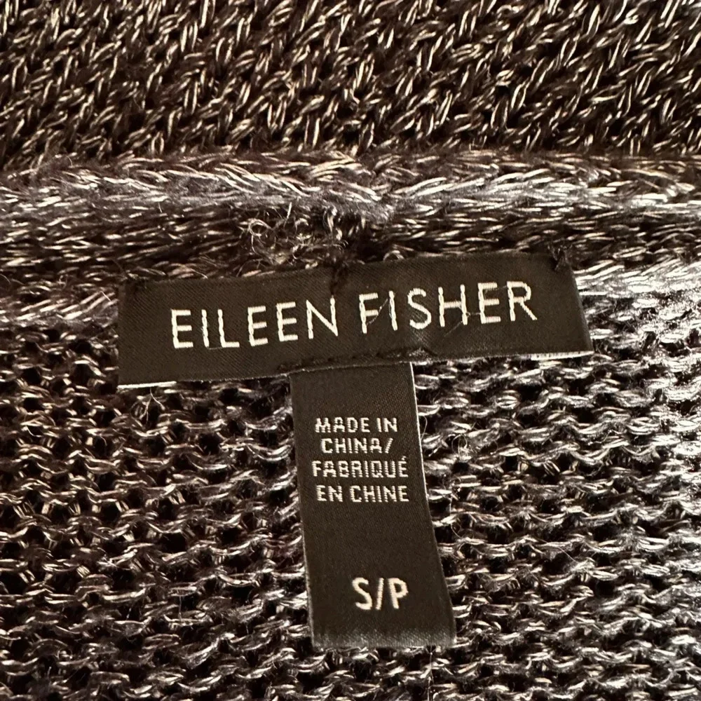 EILEEN FISHER Platinum Gray Linen Blend Shimmer Long Cardigan